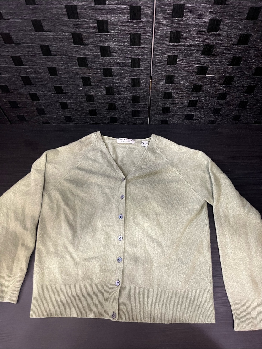 Lord & Taylor Sage Green V-Neck Button Cardigan